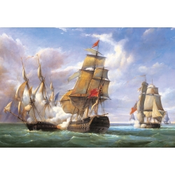 Bitwa pomiędzy francuską fregatą La Cannonniere, a angielskim okrętem The Tremendous, Pierre J. Gilbert