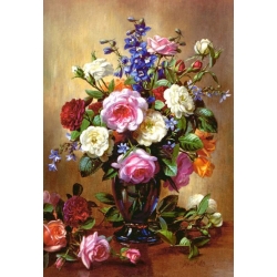Róże w niebieskim wazonie, Albert Williams